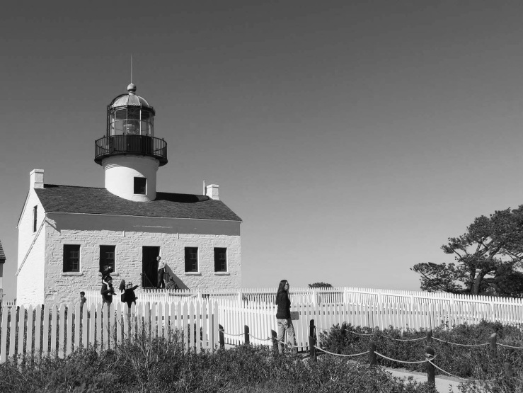 donna-in-front-of-old-point-loma-light-house_24169480423_o